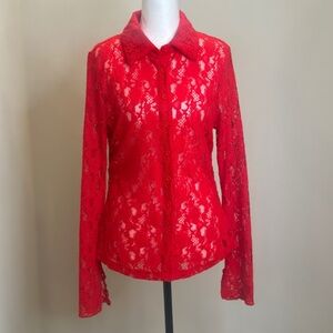 🍒Red Lace Women's Top